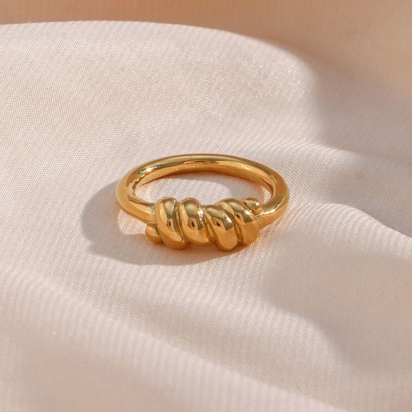 

rope twist chain braid texture design gold ring for lady stainless steel fine polished minimalist tarnish jewelry 220716, Slivery;golden