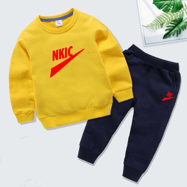 

boy brand logo print clothing sets spring children pants sports sets kids clothes boys tracksuit for 100% pure cotton, White