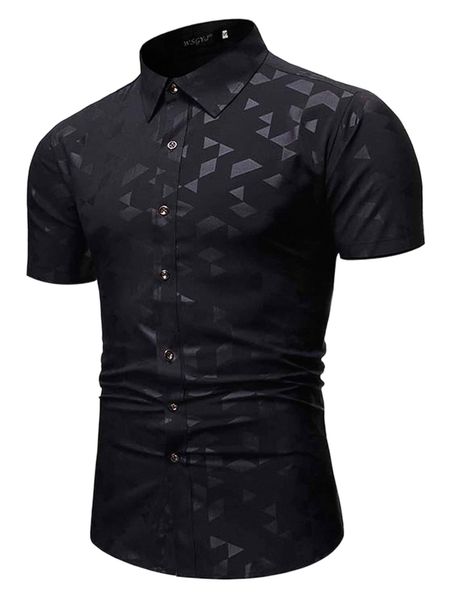 

men geo print button front shirt u9yh#, White;black