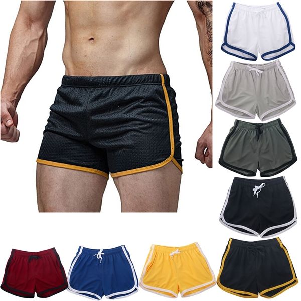 

brand mens short quick dry shorts beachwear workout gym sports running fitness casual elastic drawstring mesh shorts 220526, White;black