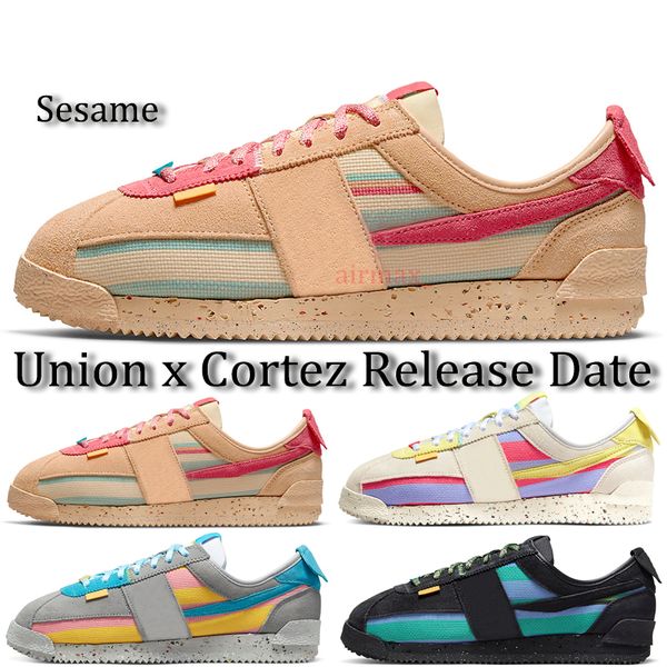 

classic cortez union designer casual shoes men womens sesame off noir lemon frost light smoke grey blue sports sneakers trainers size 36-45