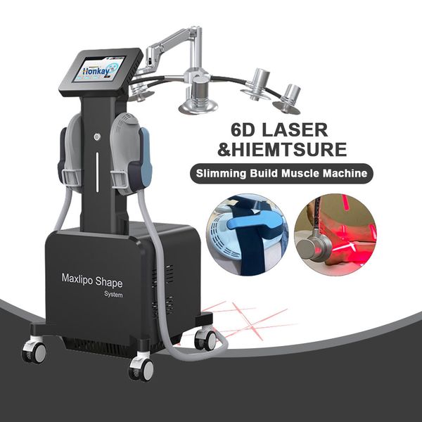 

635nm wavelength slimming machine 6d lipolaser red light with 2 handles ems electromagnetic muscles stimulation fat removal building muscle