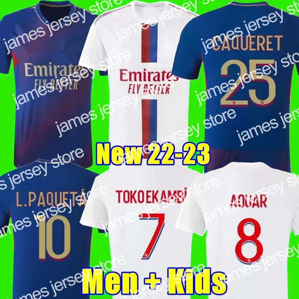 

new 22 23 maillot de foot ol soccer jersey lyon 2022 2023  paqueta aouar cherki dembele traore toko ekambi kadewer lyonnais equipment fourt, Black;yellow