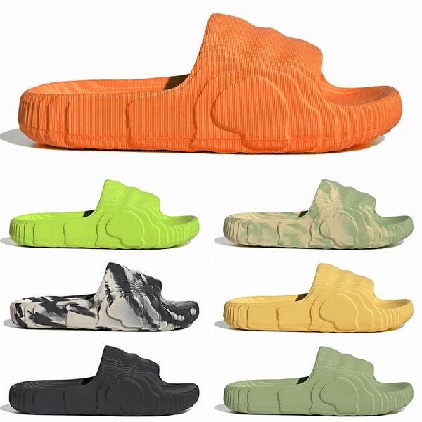 Adilette 22 Slides Damen Herren Hausschuhe Schaumgummi Sandalen Dunkelbraun Slides Magic Lime St Black Desert Sand Grau Grün Sumnmer Pantoufle Scuffs Sandale Größe 45