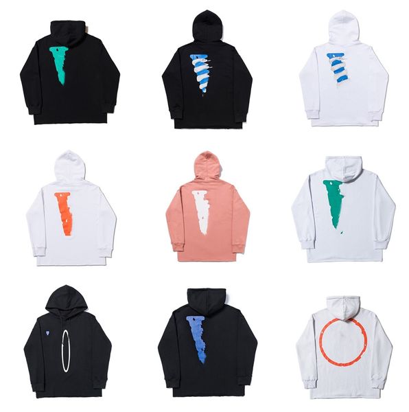 Мужские толстовки Big V Hoody Hip Hop Stylist Hoody Vlone Толстовка с длинным рукавом с буквенным принтом Мужчины Женщины Толстовки для пар White High Street 21 цвет Толстовки с капюшоном Азиатский размер S-XL