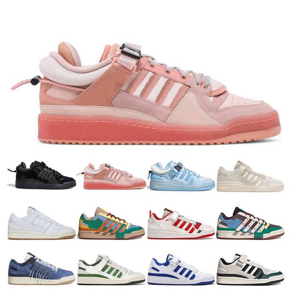 

bad bunny x forum buckle low casual shoes men women core black easter egg patchwork white gum home alone sports sneakers trainers tyoe