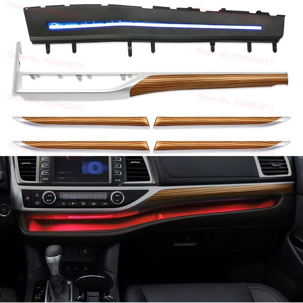 

led dashboard atmosphere light carbon look peach wood grain decorative foot lamp 17 lights for toyota highlander 2015-2021