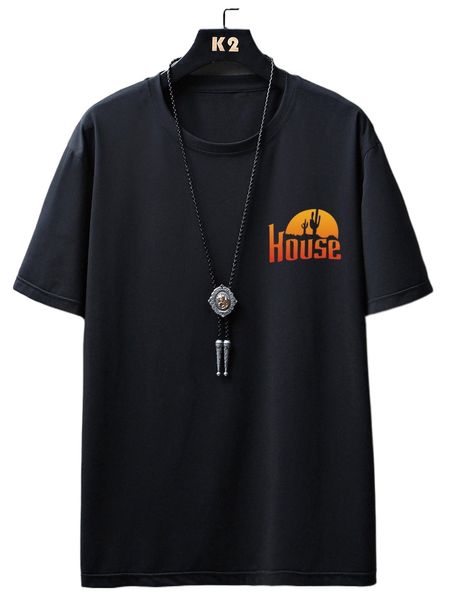 

men cactus & letter graphic tee 86ou#, White;black