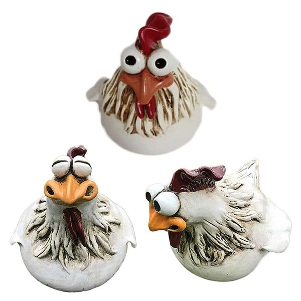 Objetos decorativos Figuras engraçadas de escultura de galinha de escultura artesanato de galinha caça de ornamento estátua de decoração de jardim ao ar livre decoration