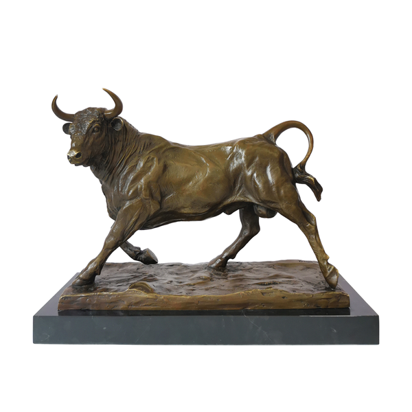 

wall street charging bull statue animal cattle sculpture brass stock market bull figurine art office table home decor, Silver
