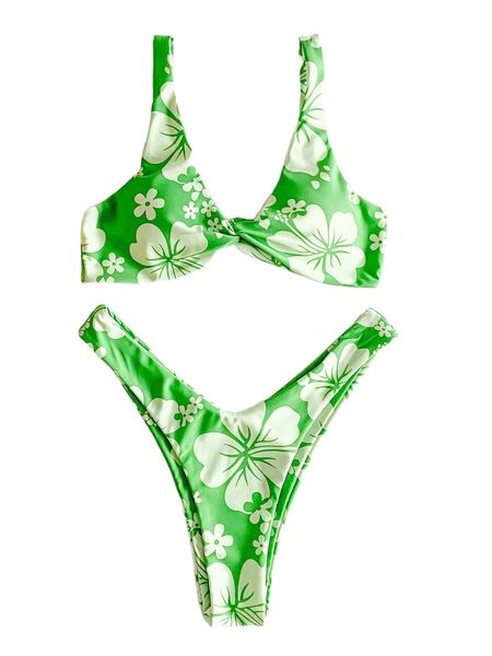 

floral twist bikini swimsuit r4bw#, White;black