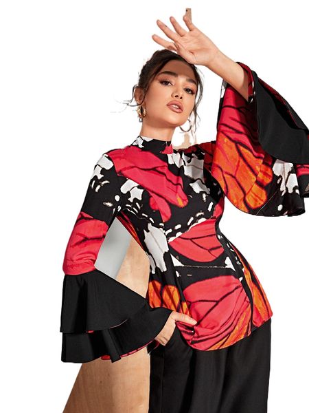 

x israel jasso allover print backless mock neck blouse w8je#, White