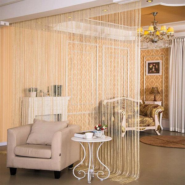Cortina cortina draxas brilhantes com borla de prata linha de corda por porta decoração Divisor Divisor Divisor Diy Diy HomeCurtain
