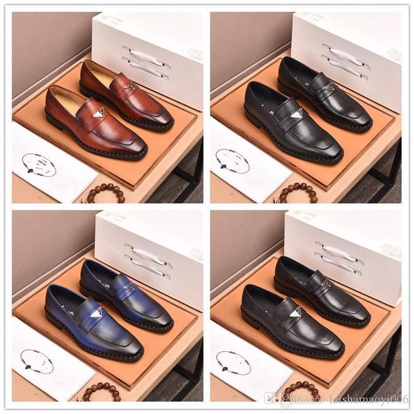A3 2021 Erkek Moda Orijinal Deri Slip-On Oxfords Erkek İş Ofis İşi ​​Resmi Elbise Ayakkabı Marka Tasarımcısı Partisi Düğün Düz Ayakkabıları Boyut 38-45