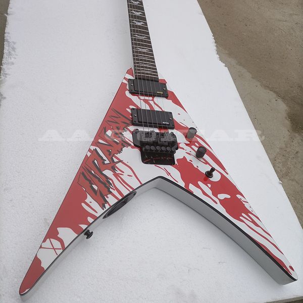 

6 strings v electric guitar with tremolo bar rosewood fretboard customizable