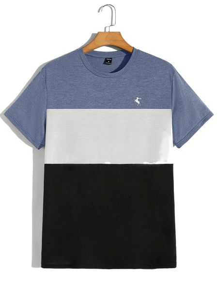

men colorblock elk print tee r0mp#, White;black