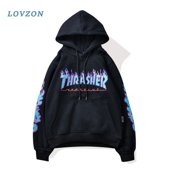 

lovzon hip hop hoodie sweatshirt for men and women letter unicorn arm streetwear casual black hooded pullover cotton autumn 201127