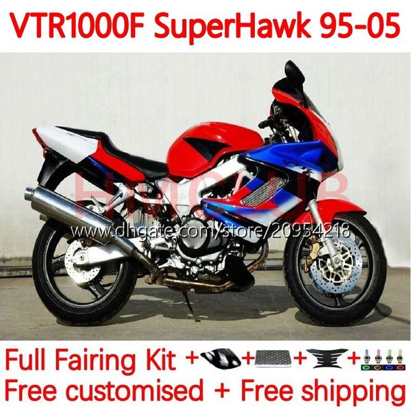 Kit corpo per HONDA VTR1000F SuperHawk VTR1000 111No.18 VTR 1000 F 1000F 97 98 99 00 01 02 03 04 05 VTR-1000F 1997 1998 1999 2000 2001 2002 2003 2004 200 5 Carenatura rosso blu