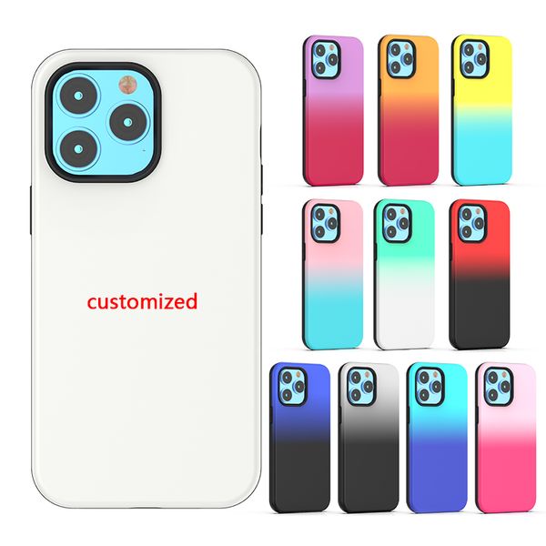 Custodie per telefoni con armatura ibrida per cellulare a doppio colore sfumato per iPhone 14 Pro Max 13 12 11 custodia 2 in 1 TPU per PC Cover posteriore antiurto per cellulare