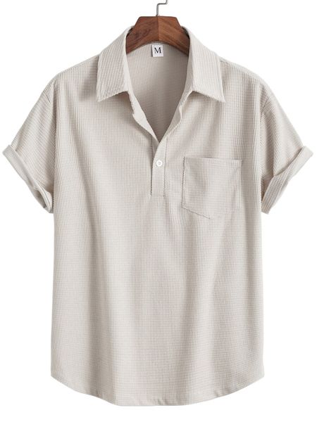 

romwe guys half button shirt q6yn#, White;black