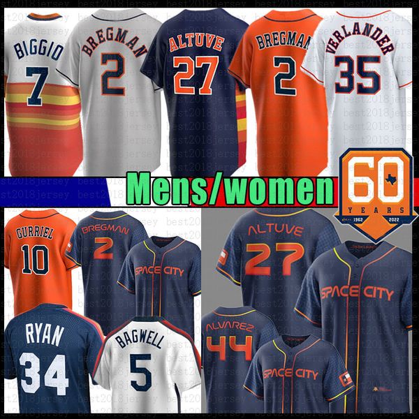 Maglia da baseball Jose Altuve Craig Biggio Alex Bregman Nolan Ryan Jeff Bagwell Justin Verlander Yordan Alvarez Carlos Correa Yuli Gurriel Brantley Springer