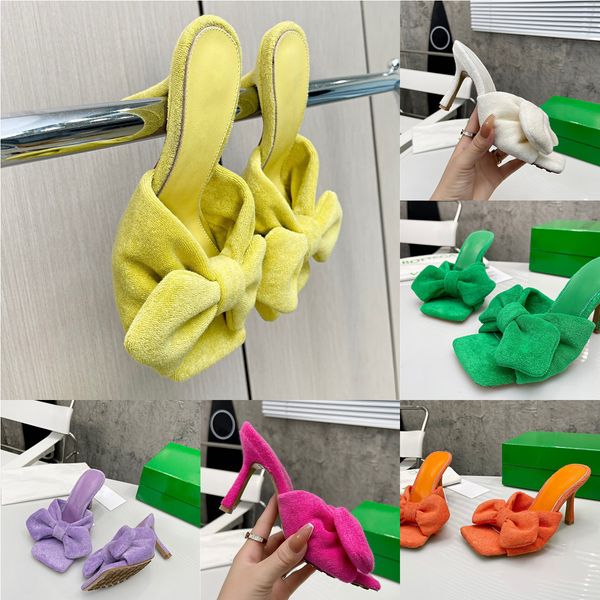

high-heeled sandals high heel slipper women rubber non-slip suede purple women bow slippers resort sponge loafers designer luxury ladies cas, Black