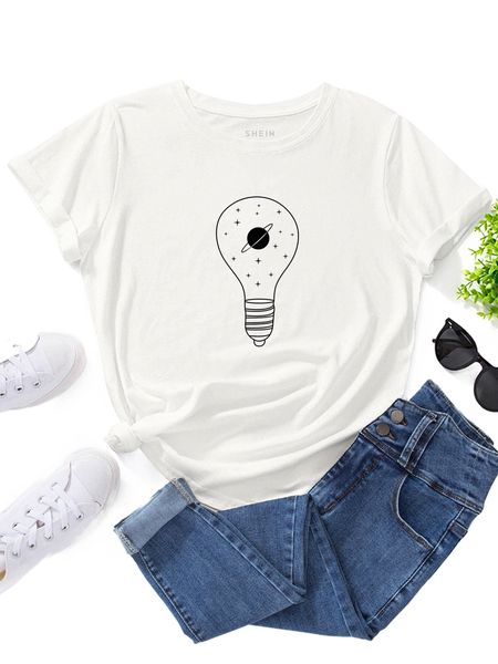 

light bulb print tee c6gq#, White