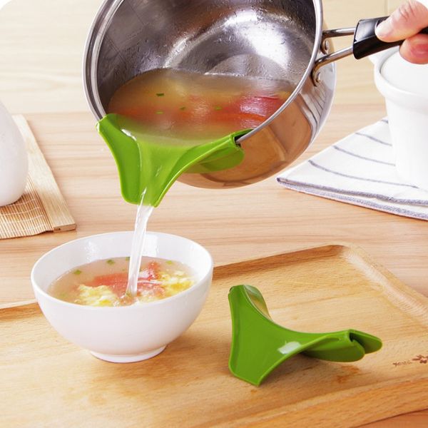 Vaschette di scarico anti-fuoriuscita in silicone Deflettore con bordo tondo Imbuto per liquidi Deviazione per zuppa Bocca Utensili da cucina Accessori da cucina