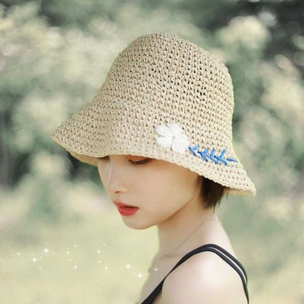 Cappello da pescatore da donna Fashion Summer Big Brim Panama Cappello da sole da donna 2022 Cappello da pescatore pieghevole da spiaggia da donna