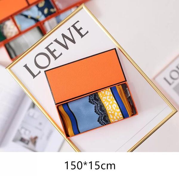 

designer pattern silk scarf for women printing stripe geometric brand scarves orange hardcover box set birthday valentine mother day gift, Blue;gray