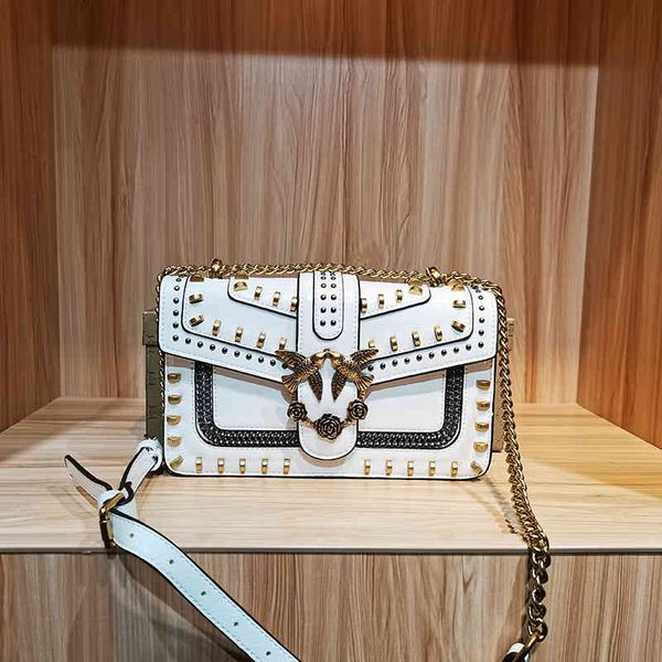 

2022 new rivet pu leather shoulder s crossbody s for women chain messenger bag