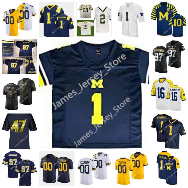

ncaa michigan wolverines football jersey 83 erick all 14 roman wilson 52 kechaun bennett 22 gemon green 90 mike morris 5 dj turner 41 nikhai, Black