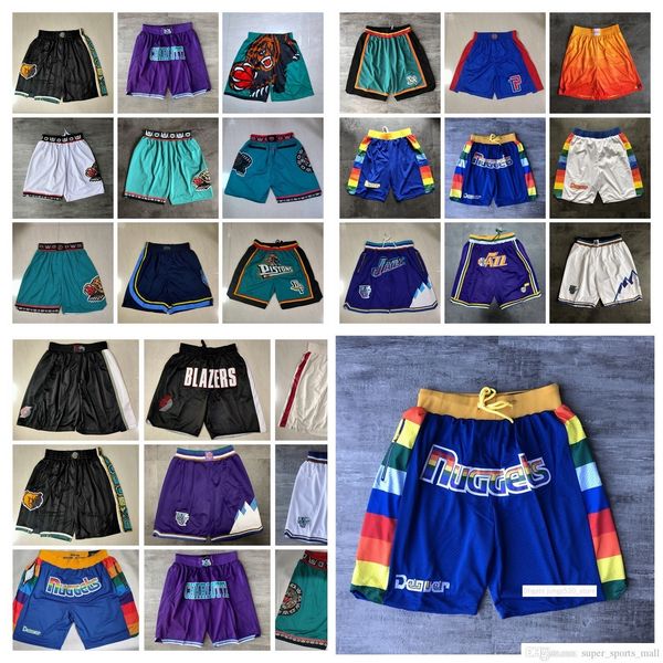 

team basketball shorts just don retro rainbow 19 city version wear sport pant with pocket zipper sweatpants hip pop black purple white blue
