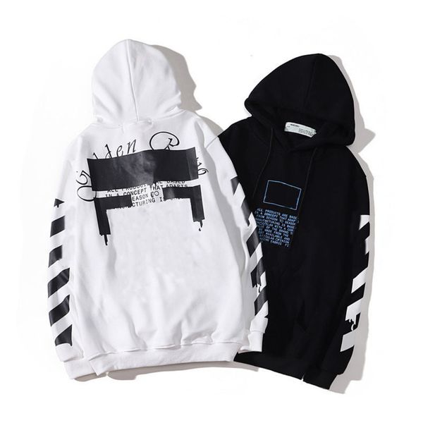 

mens fashion offs hoodies loose classic sweatshirts zipper hoodie cotton pullover long sleeved back oil paint arrow x men women hooded jack, Black