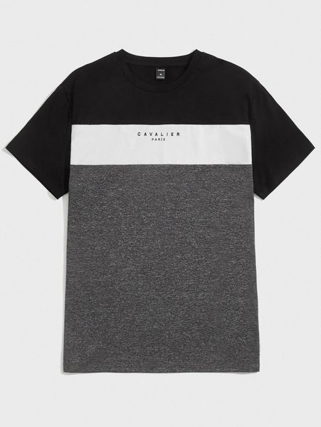 

men colorblock & letter graphic tee k9vw#, White;black