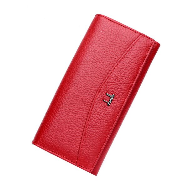 

wallet brand 100% genuine leather for women coin purse female long clutch phone red s 220421, Red;black