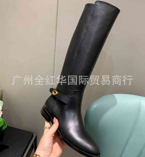

boots high end women's autumn and winter boots women's knee less knight long tube temperament is thin high, Black