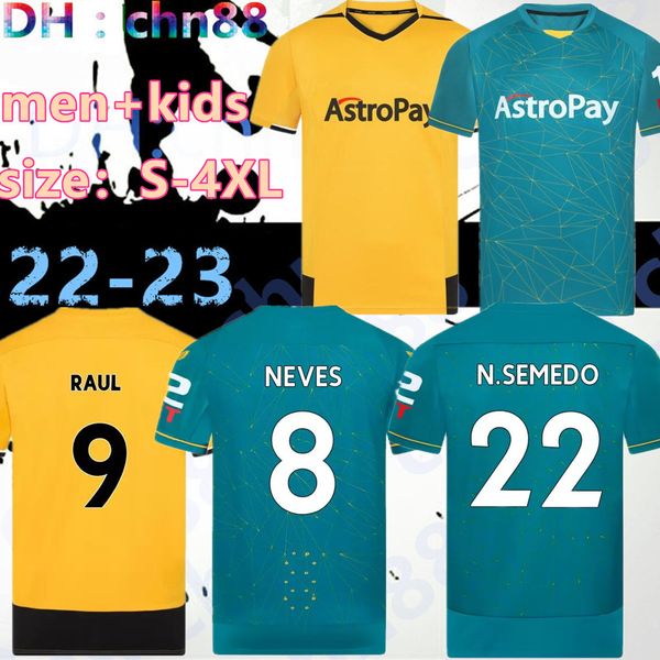 

s-4xl 22 23 wolves soccer jerseys adama kilman semedo raul neto neves 2022 2023 wanderers j.otto podence gibbs white wolverhampton football, Black;yellow