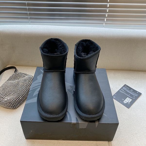 

women winter snow ankle boot fur one fashion not bloated small fragrance design wool with warm insulation wear resistance skid prevention, Black
