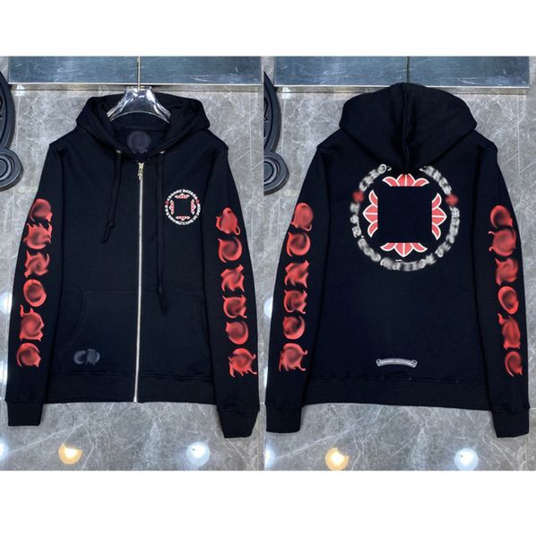 

luxury brand men's jackets zipper men hoodies designer horseshoe cross fashion print ch sweatshirts women loose coat casual pullover h, Black;brown