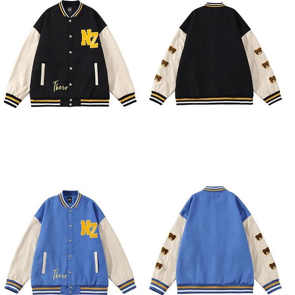 

2022 men hip hop jacket coat letter casual loose coat spring outwear black, Black;brown