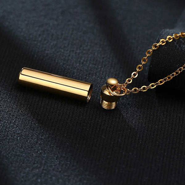 

5 color cylinder cremation urn necklace for ashes memorial keepsake titanium pendant stainless steel remembrance jewelry gifts for women or, Silver