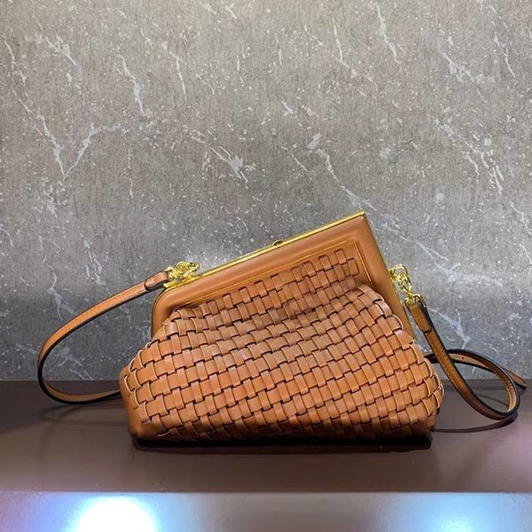 

crochet handbag purse crossbody bags clutch bag women handbag woven leather gold material metal remove shoulder belt hollow out quality inte