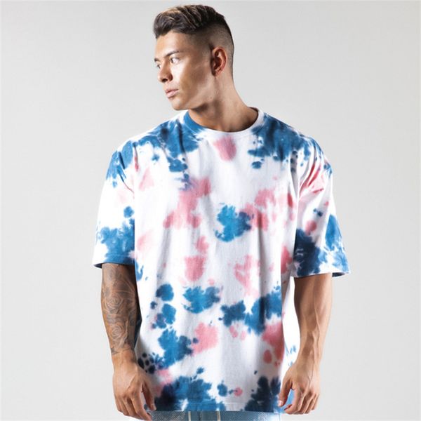 

summer sports men's t-shirt round neck cotton running short sleeve casual hip hop style jogger fitness large t-shirt 220707, White;black