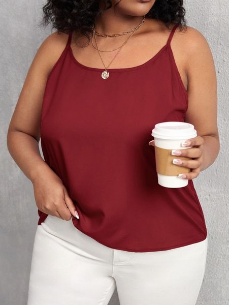 

plus solid cami x1dj#, Black