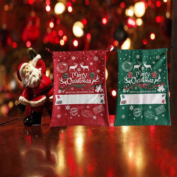 

sublimation christmas bag 50*70cm santa sack reindeer design drawstring gift bags xmas presents for family