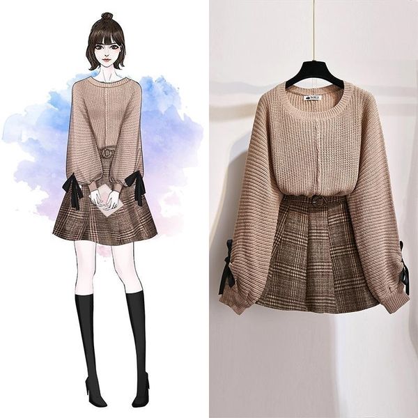 

ichoix women 2 piece set knitted and skirt set korean style student casual two piece outfits fall winter set clothing y200110, White
