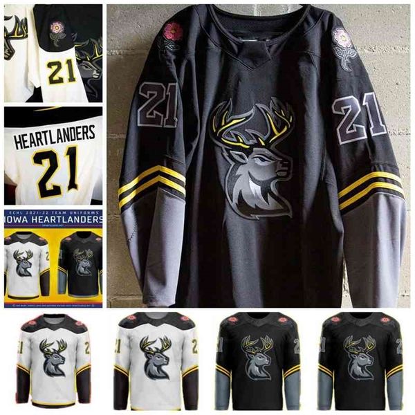 Ceo2021 Iowa Heartlanders ECHL Maglia da hockey su ghiaccio Personalizzata Qualsiasi numero e nome Donna Gioventù Alll Ricamo cucito