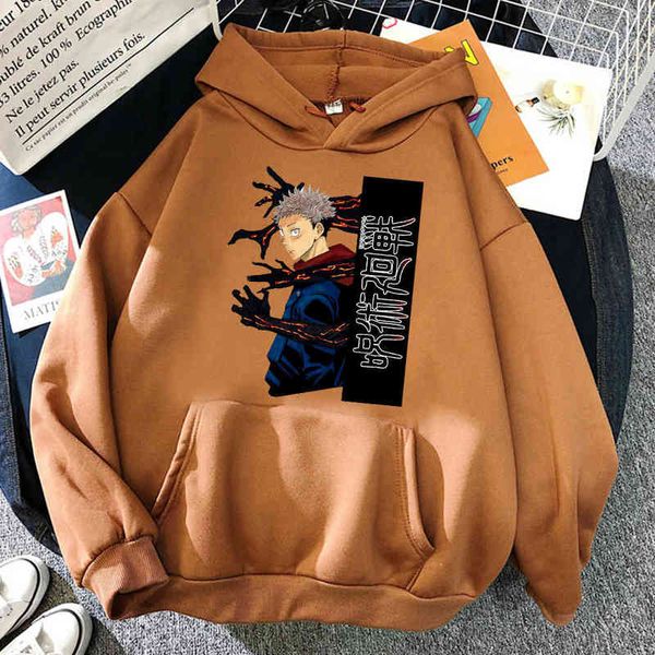 Jujutsu Kaisen Itadori Yuuji Stampa Felpa con cappuccio Uomo 2021 Moda di marca Harajuku Mens Felpe Confortevoli Uomini coreani Abbigliamento caldo G220429