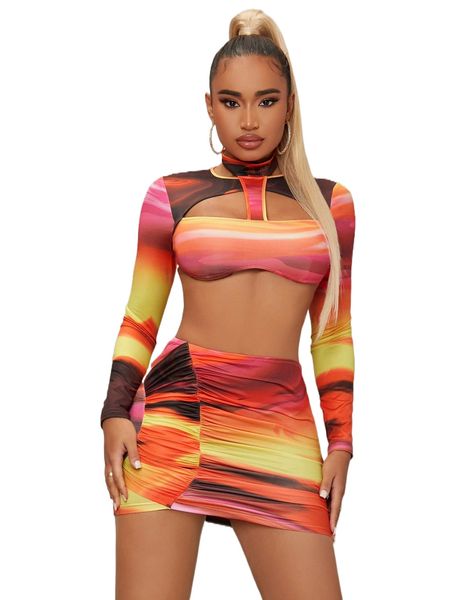 

sxy mock neck peekaboo front graphic pattern crop g7v4#, White